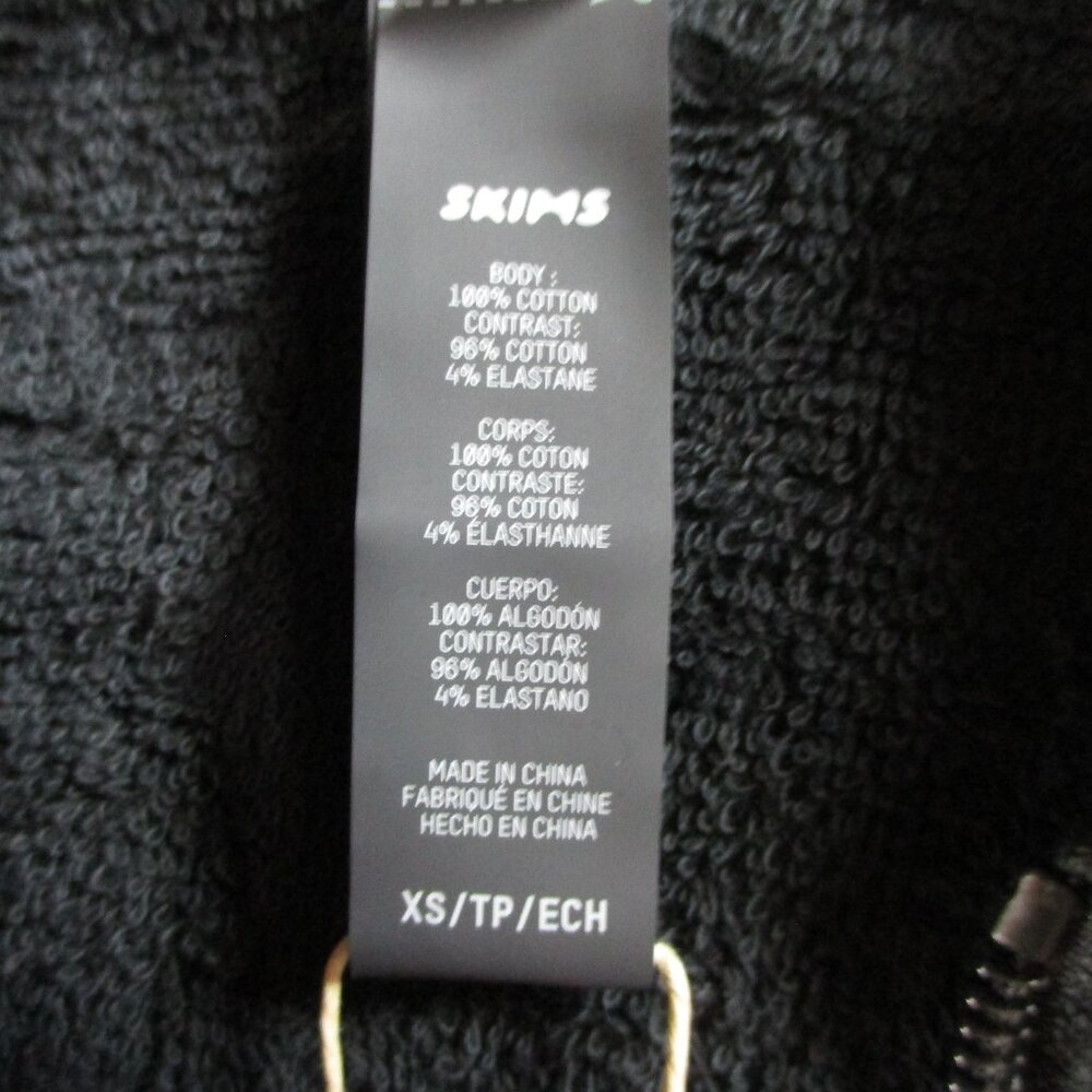 SKIMS Terry Cover-Ups Zip Up Hoodie Womens XS Onyx Black Swim Full Zip Cover Top - Picture 6 of 10